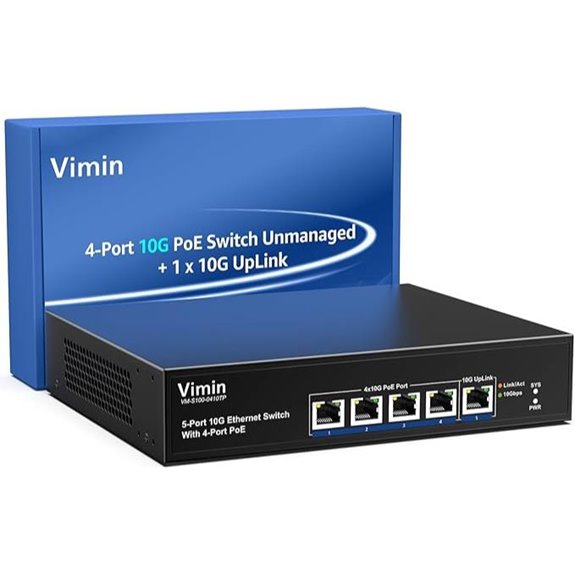 VIMIN 4-Port 10G PoE Switch with Uplink
