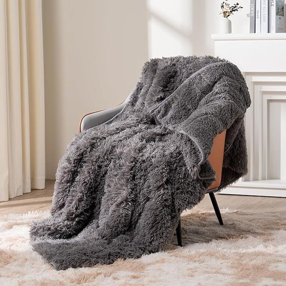 Topblan 12lbs Faux Fur Weighted Blanket Grey