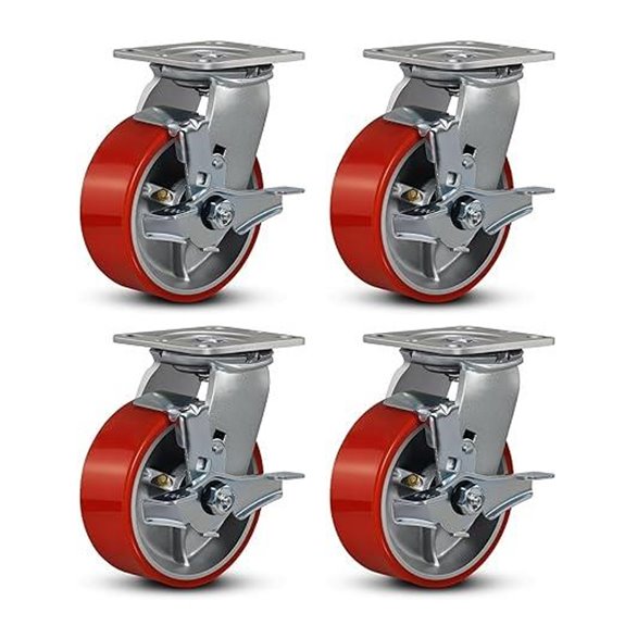 Heavy Duty Industrial Casters with Brakes (5x2)