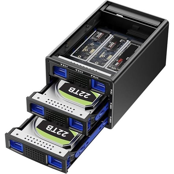 Hybrid SATA/SSD Enclosure with Fan Supports RAID and 68TB