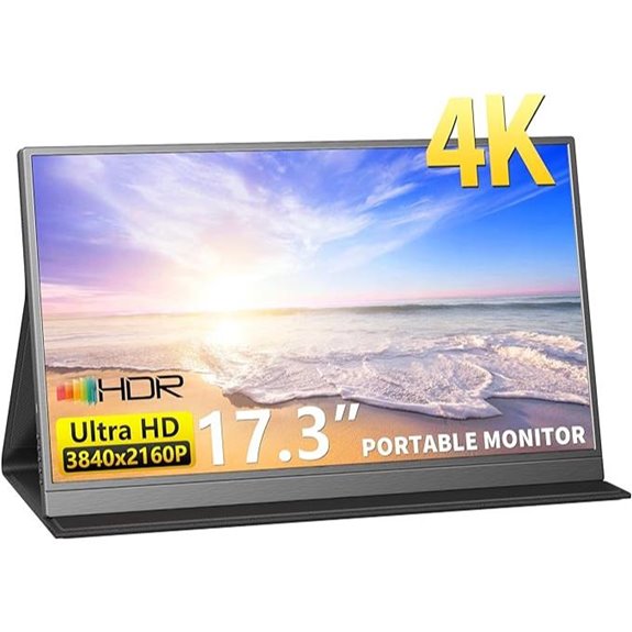 4K Portable Monitor 17.3 with HDMI USB-C Speakers