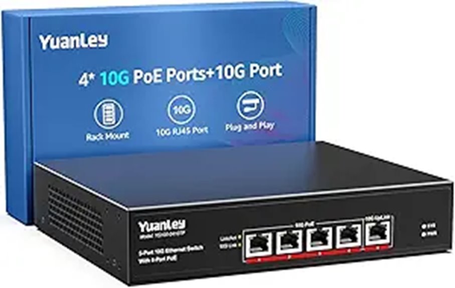 YuanLey 5-Port 10G PoE Unmanaged Switch