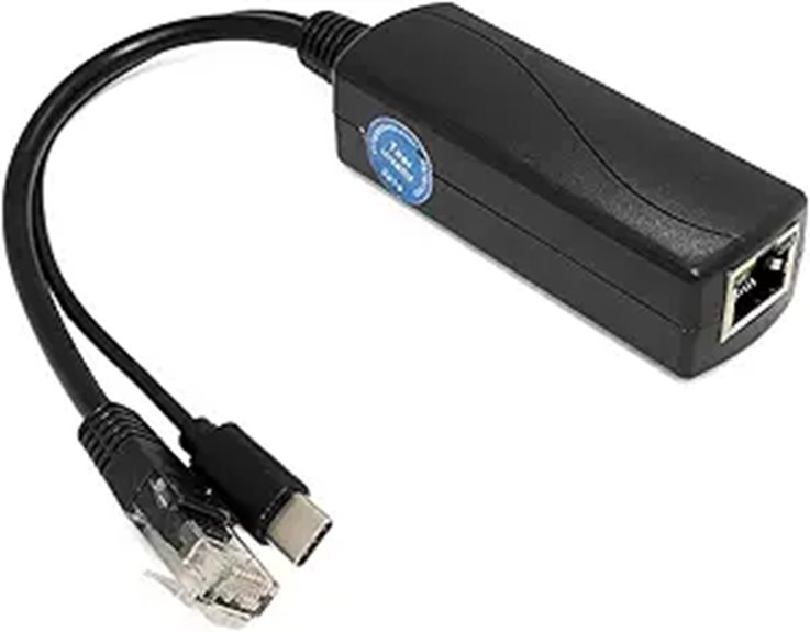 Gigabit Type C PoE Splitter with RJ45 Port
