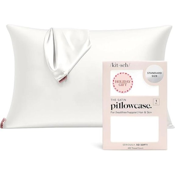 Kitsch Satin Pillowcase with Zipper 19x26 Ivory