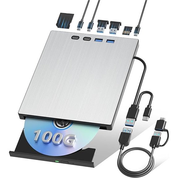 External Blu-ray Drive for Laptop USB-C & USB 3.0