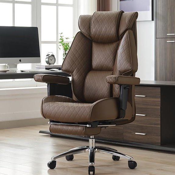 Big & Tall Office Chair with Footrest Brown