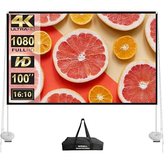 Outdoor 100-Inch Portable Projection Screen with Stand