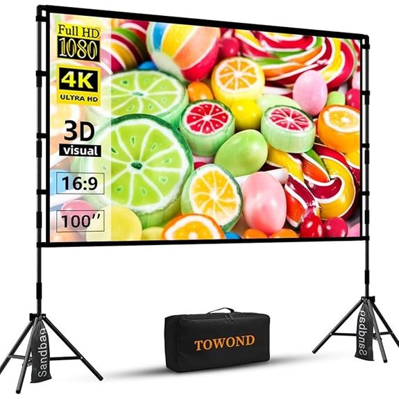TOWOND 100-Inch Outdoor/Indoor Projector Screen with Stand