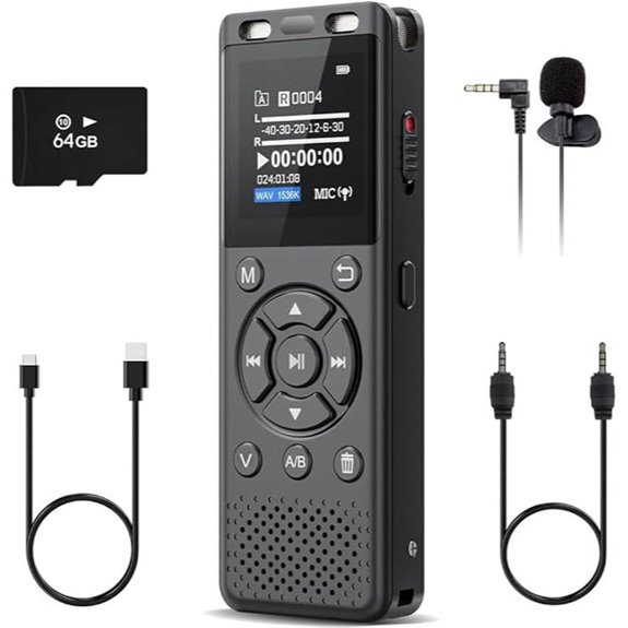 64GB Digital Voice Recorder with Playback