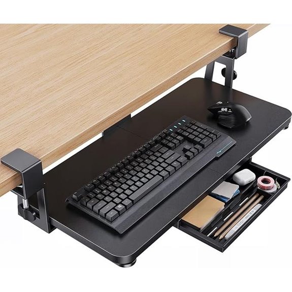 HUANUO Large Under Desk Keyboard Tray with Storage
