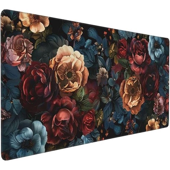 Waterproof XXL Large Mouse Pad with Vintage Rose Design