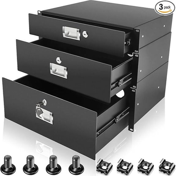3-Piece Lockable Rack Mount Server Drawer Set