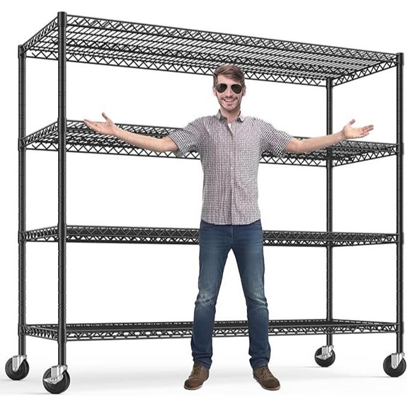 REIBII 75.6 Metal Storage Shelves with Wheels