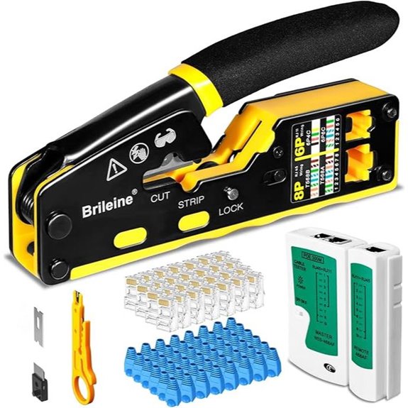 RJ45 Crimp Tool Kit with Cable Tester and Connectors