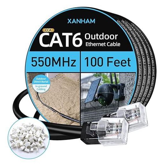 Outdoor Waterproof Cat6 Ethernet Cable 100 Feet