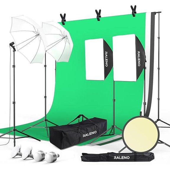 RALENO Photography Backdrop & Lighting Kit with Green Screen
