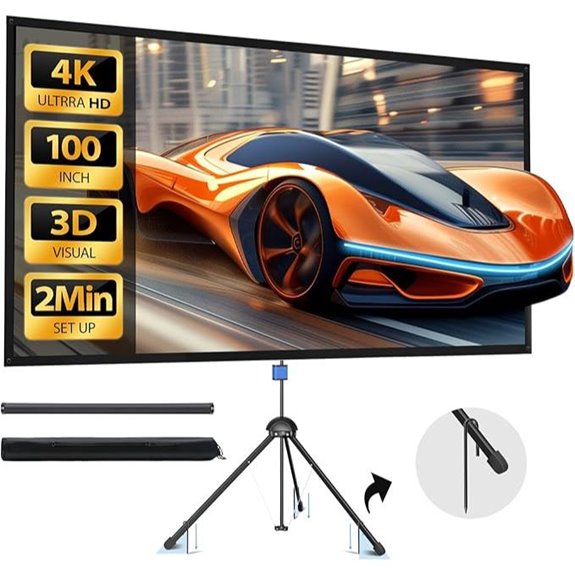 Projector Screen with Stand 100 Indoor/Outdoor 4K