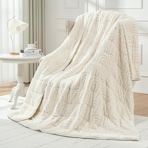 Wemore Queen Weighted Fleece Blanket 15lbs Cream