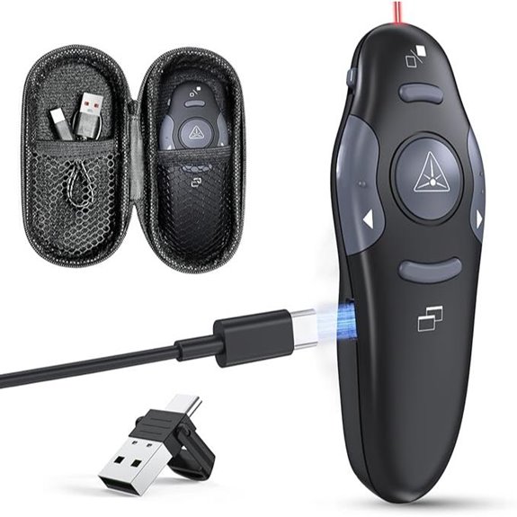 Wireless Presentation Clicker with Rechargeable Laser