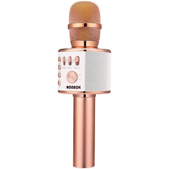 BONAOK Wireless Bluetooth Karaoke Microphone (Rose Gold)