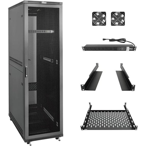 Tecmojo 42U Server Rack with PDU Fans Casters