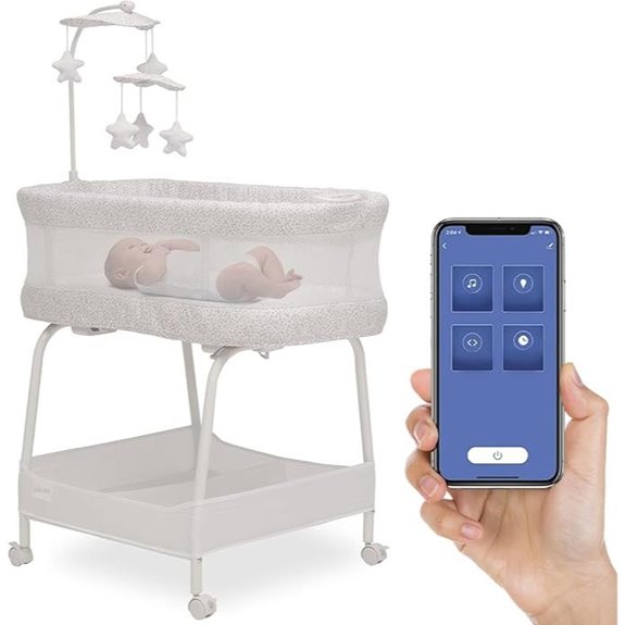 Delta Children SmartSleep Auto Glide Bassinet with Bluetooth Alloy