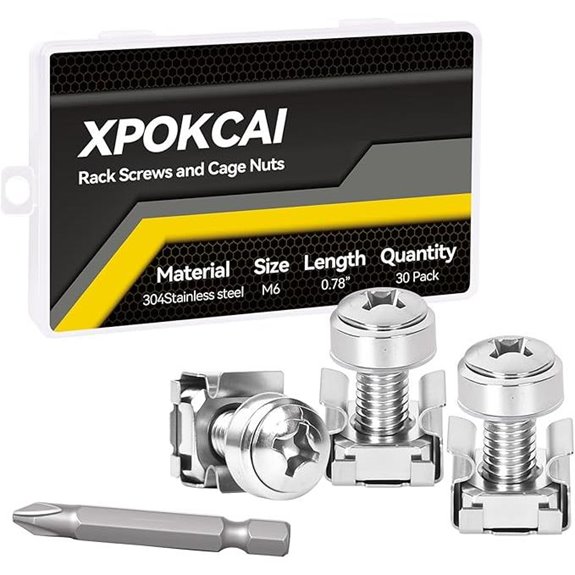 30-Pack Stainless Steel Server Rack Screws & Nuts