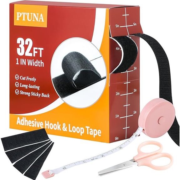 Heavy Duty 32ft Hook and Loop Tape with Adhesive