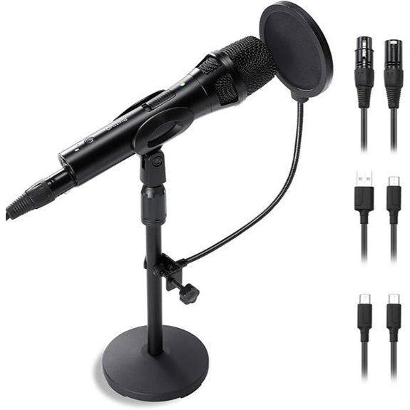 Studio Podcast Microphone with Stand and Pop Filter