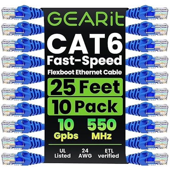 GEARit 10-Pack 25ft Cat6 Ethernet Patch Cables