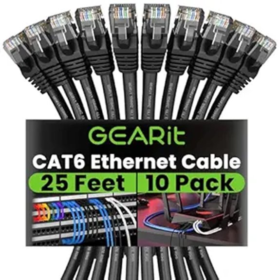 GEARit Cat 6 Ethernet Cable Pack (10-Pack 25ft)