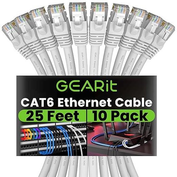 GEARit Cat6 Ethernet Cable 10-Pack 25ft Snagless