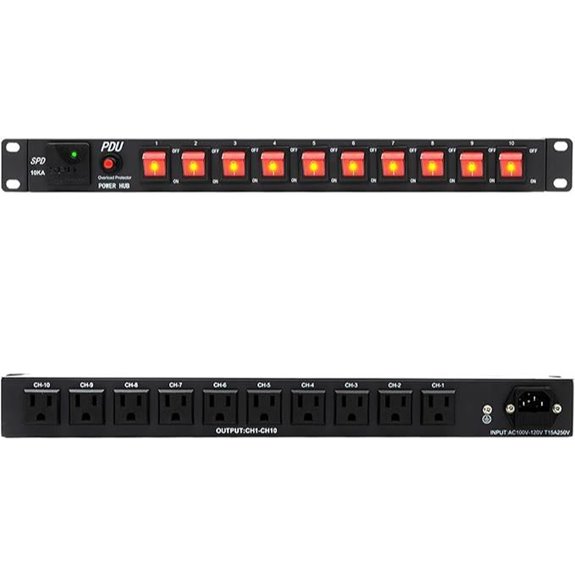 10 Outlets 1U Rackmount Power Strip with Surge Protector