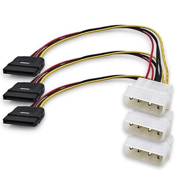 3-Pack 7.8 Inch Molex to SATA Power Cables