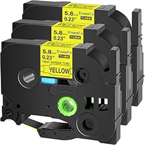 3-Pack Heat Shrink Label Tape for Brother PT-D600