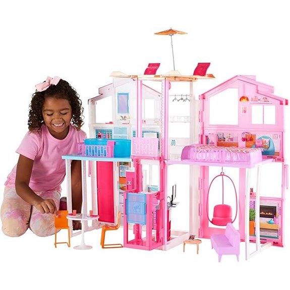 Barbie 3-Story Dollhouse with Elevator & Accessories