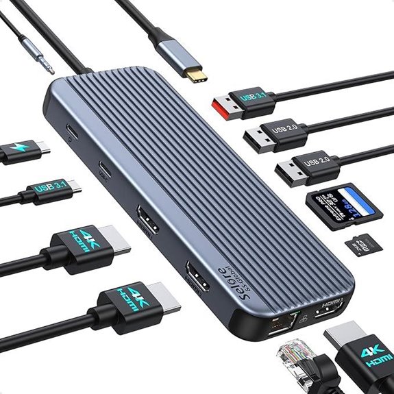 USB C Docking Station with Triple HDMI and 12-in-1 Features
