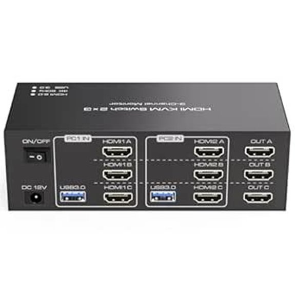 HDMI KVM Switch 3 Monitors 2 Computers 4K
