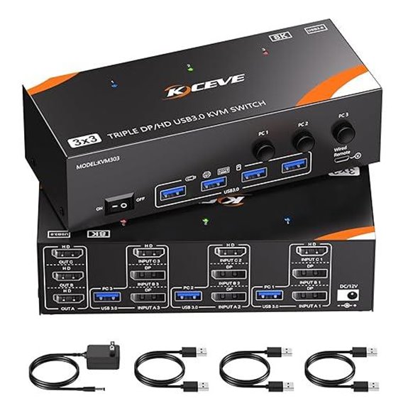 KVM Switch for 3 Monitors and Computers