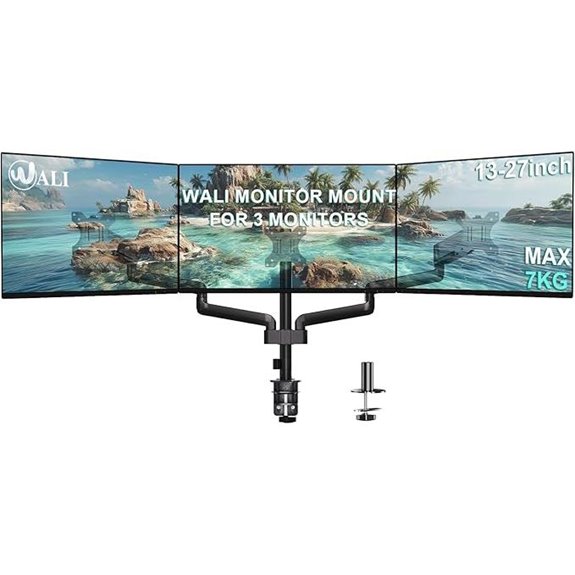 WALI Triple Monitor Mount for 13-27 inch Screens