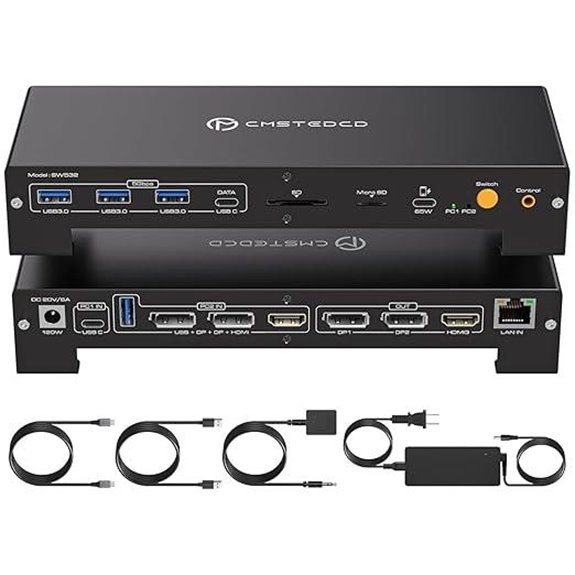 USB C KVM Docking Station for 3 Monitors & 2 Computers