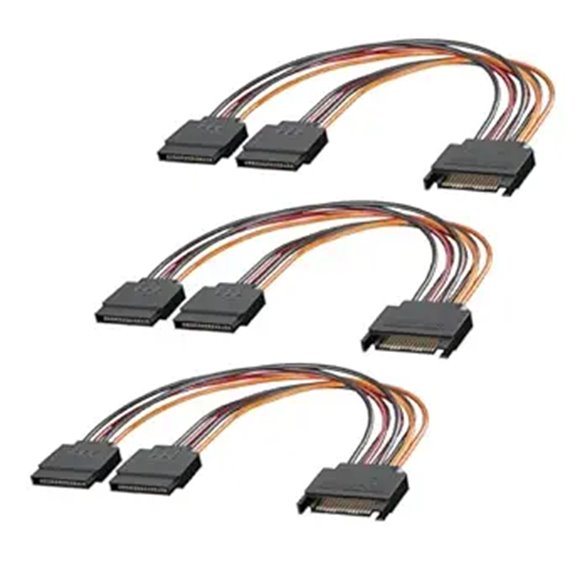 3-Pack SATA Power Splitter Cable (15 Pin 8 Inch)