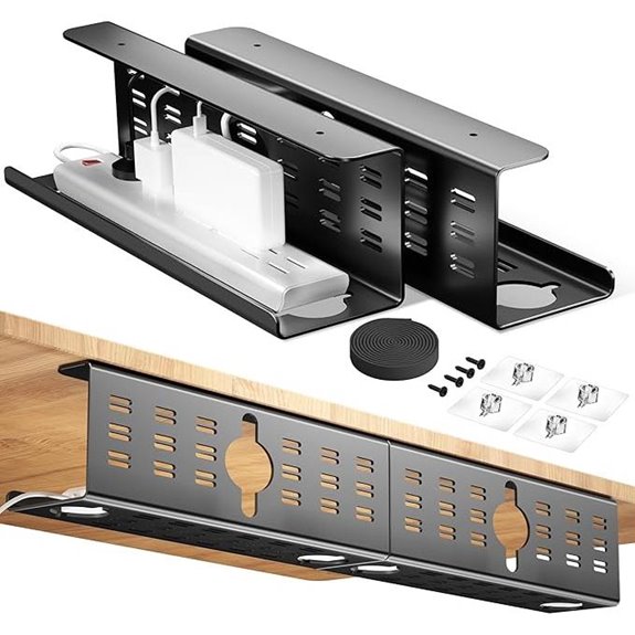 Cable Management Tray 2 Pack for Under Desk Organizing