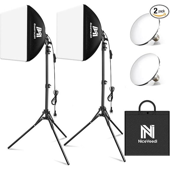 NiceVeedi 2-Pack Softbox Lighting Kit with Tripod