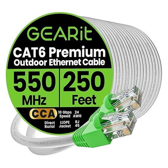 GEARit 250ft Cat-6 Ethernet Cable Waterproof & UV Resistant
