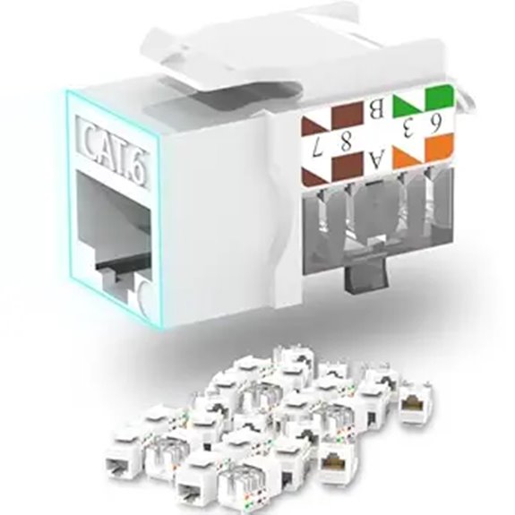 Cat6 Keystone Jacks 25-Pack 90 Degree White