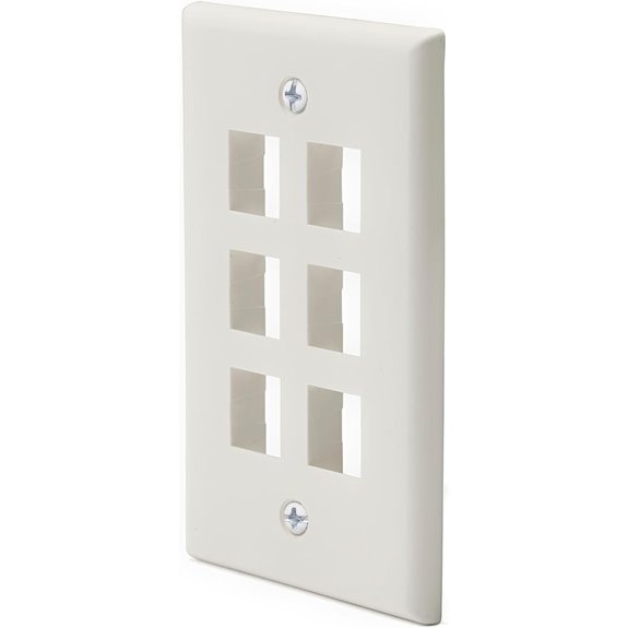 trueCABLE 6-Port Keystone Wall Plate White