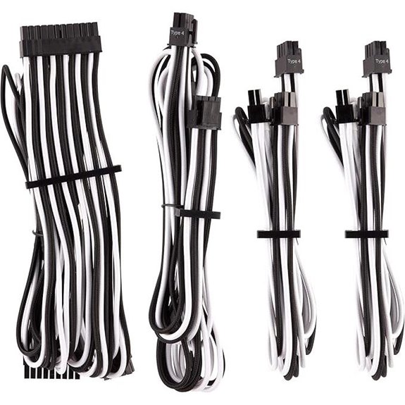 Corsair White/Black Sleeved PSU Cables Starter Kit