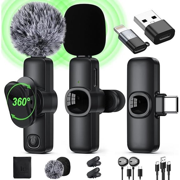 Wireless Lavalier Microphone for iPhone/Android (2 Pack)