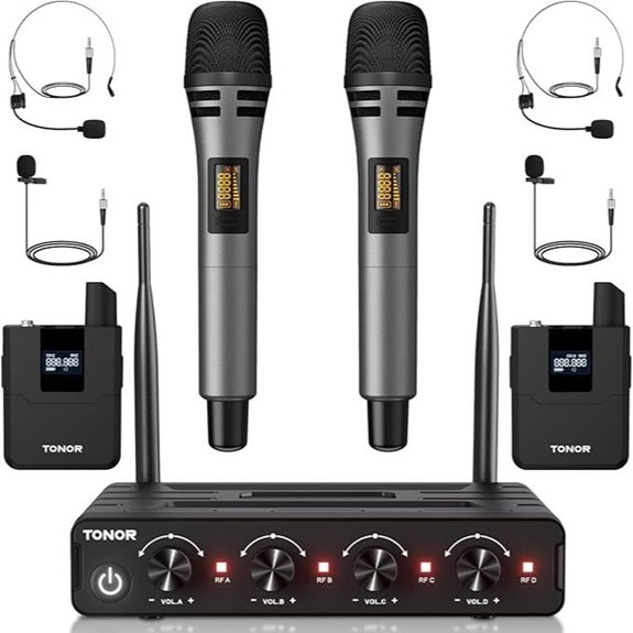 TONOR Wireless Microphone System with 4 Channels